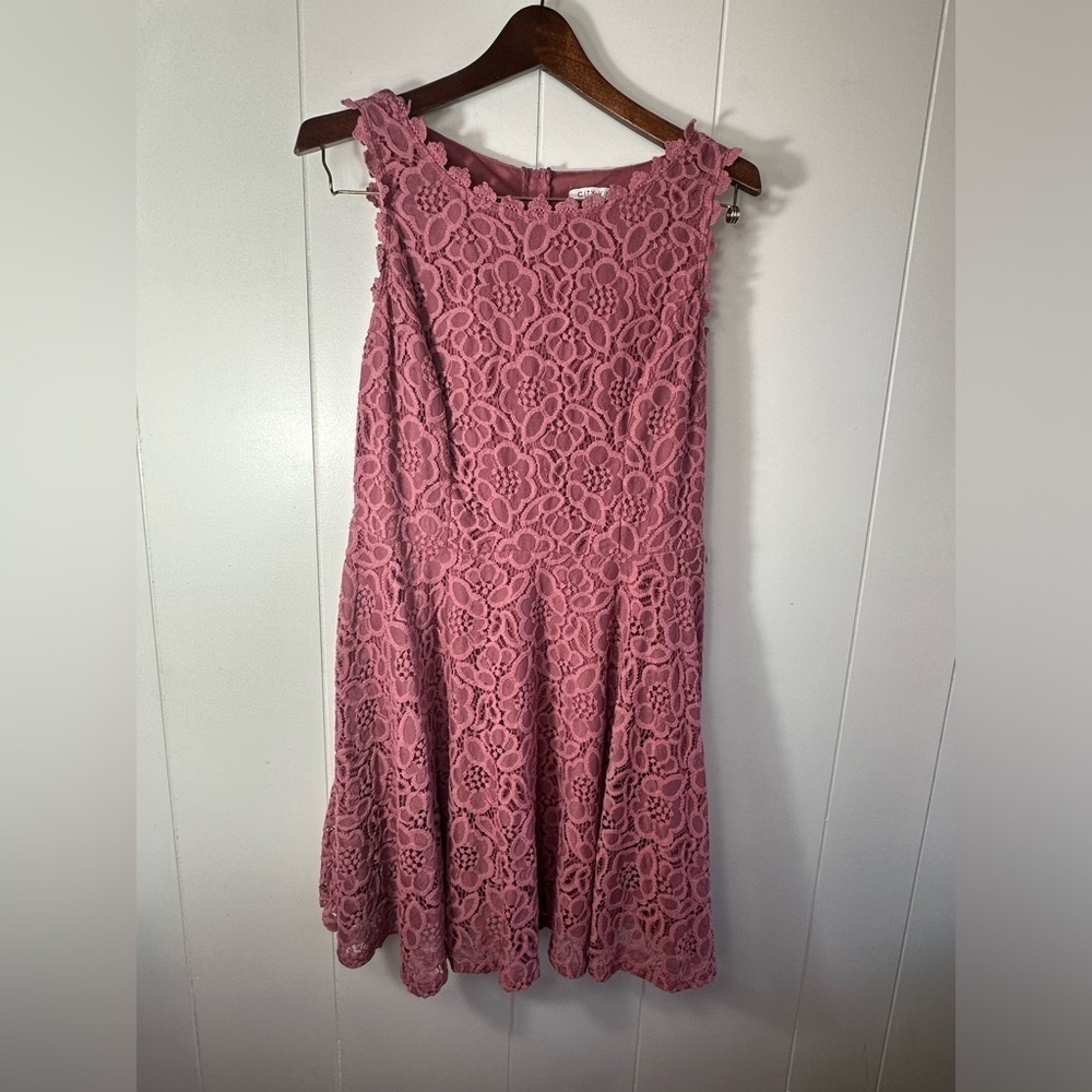 City Vibe Pink Lace Junior Girls Dress Size 13 - Picture 5 of 9